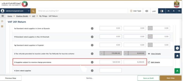 Add reverse charge sales in Box 3.