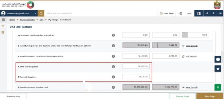  Enter zero-rated sales in Box 4 and exempt sales in Box 5.